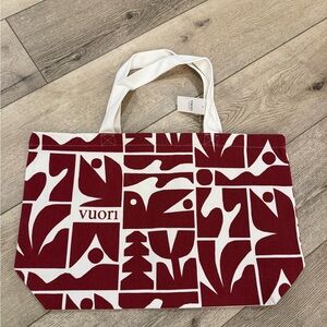 Vuori Burgundy and White Graphic Tote